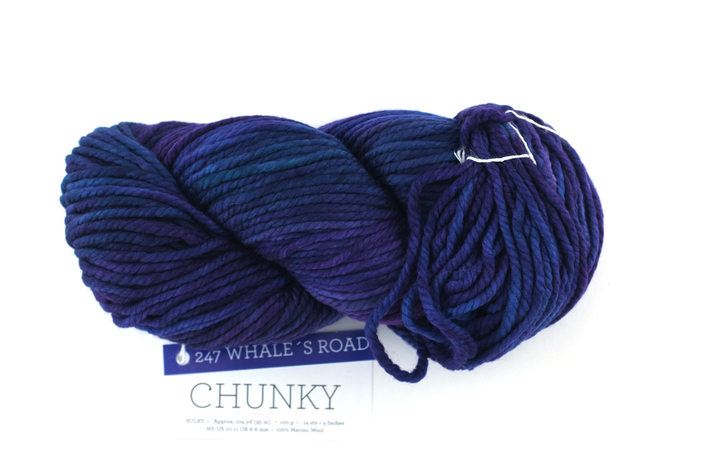 Malabrigo Chunky in color Whale's Road, Bulky Weight Merino Wool Knitting Yarn, dark blues, purples, #247 by Red Beauty Textiles