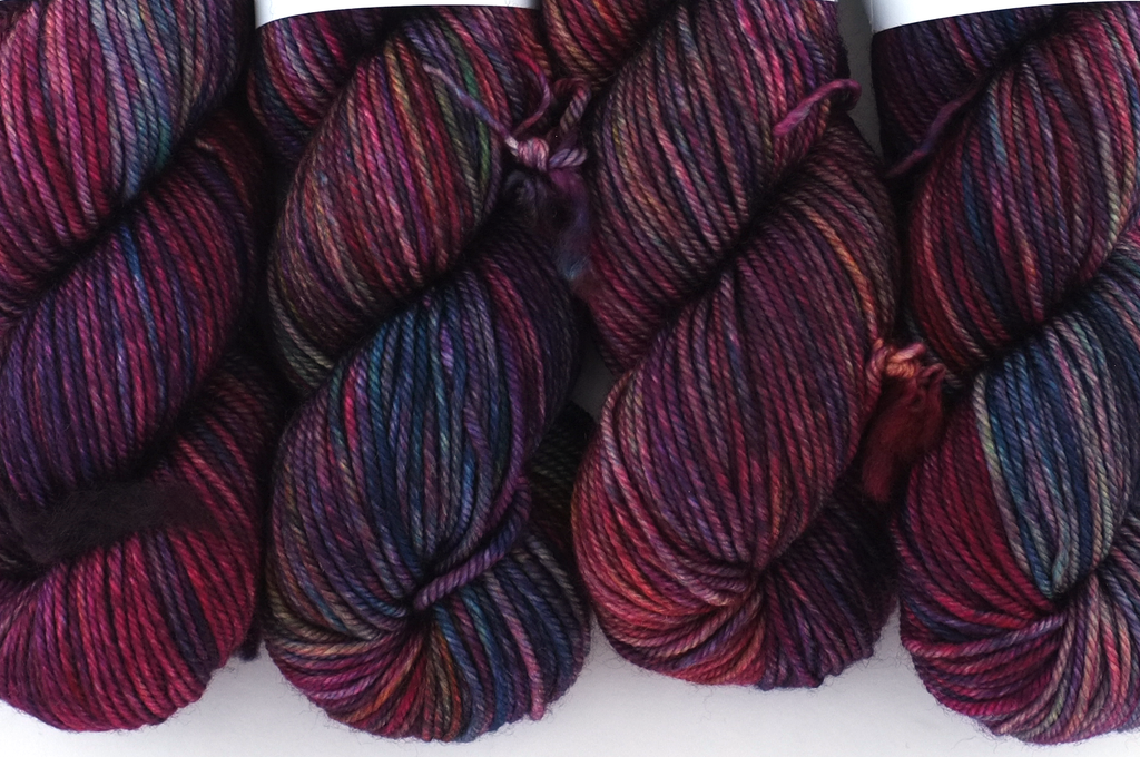 Dream in Color CITY in color Cabaret 901, aran weight superwash wool knitting yarn, magenta, burgundy, rainbow by Red Beauty Textiles