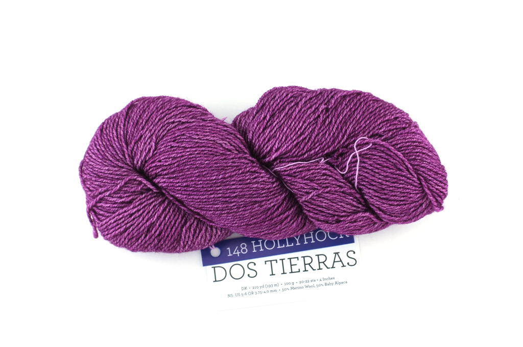 Malabrigo Dos Tierras in color Hollyhock, DK Weight Alpaca and Merino Wool Knitting Yarn, intense magenta, #148 - Red Beauty Textiles