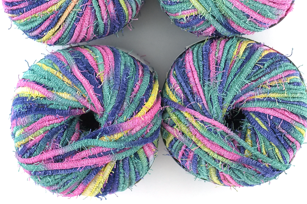 Haiti, novelty tape yarn in pink, blue, green by Red Beauty Textiles