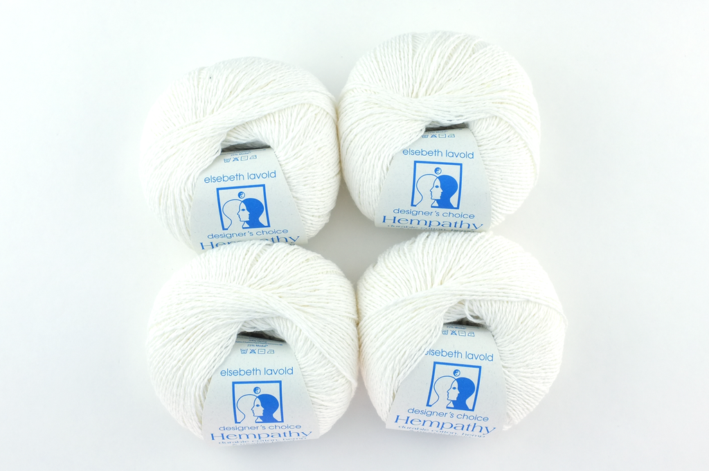Hempathy no 054, Bleached White, hemp, cotton, modal, linen-like DK weight knitting yarn by Red Beauty Textiles