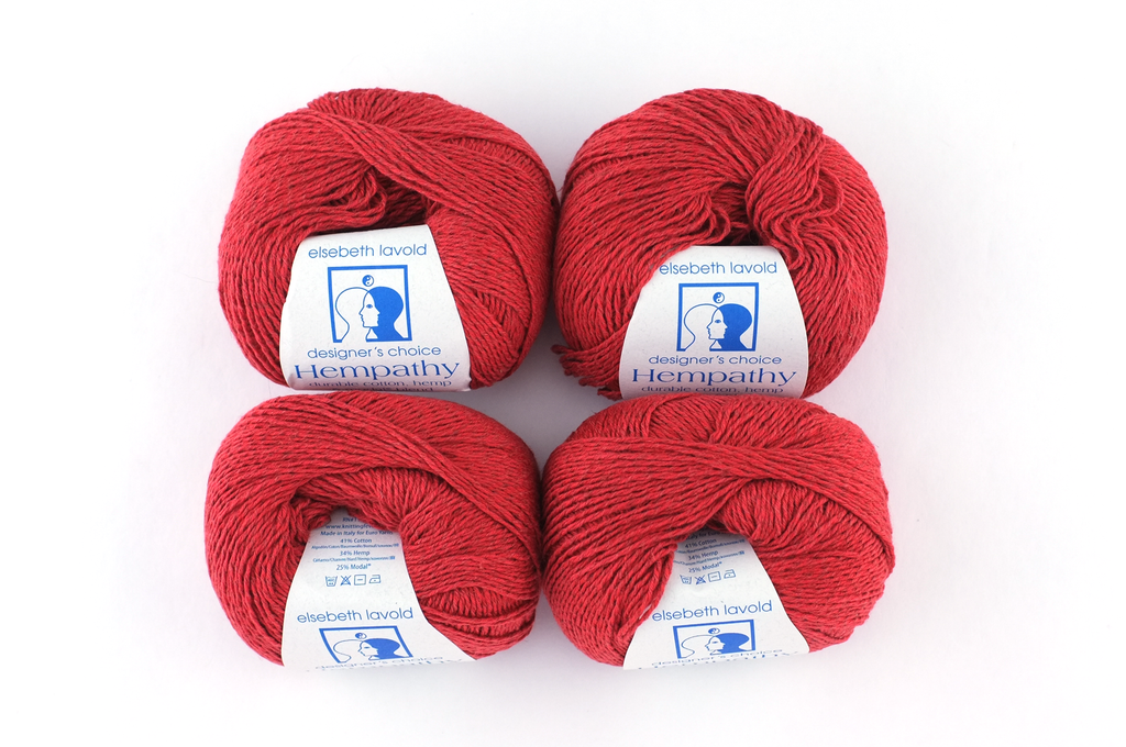 Hempathy no 090 Scarlet Rose, hemp, cotton, modal, linen-like DK weight knitting yarn by Red Beauty Textiles