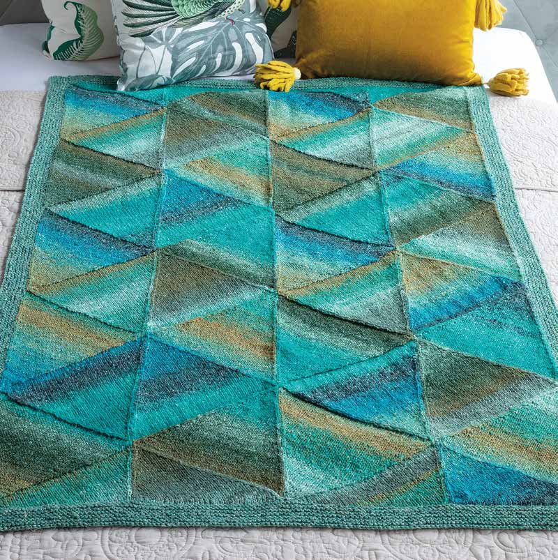 Mitered blanket with Noro Silk Garden free digital knitting pattern by Red Beauty Textiles