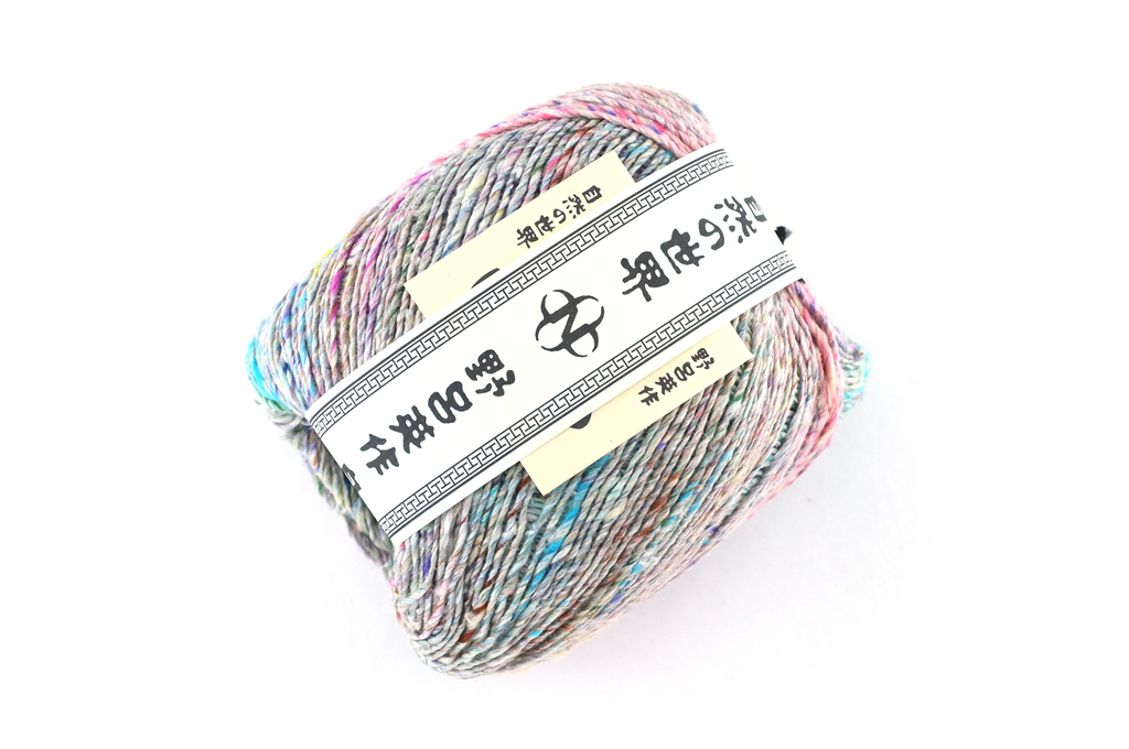Noro Kompeito, cotton, silk yarn, sport/DK, Ichinoseki 03 tweed on warm white by Red Beauty Textiles