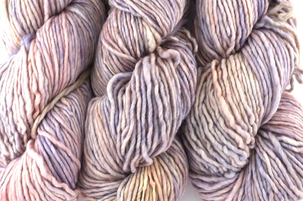 Malabrigo Mecha in color Zelda, Bulky Weight Merino Wool Knitting Yarn, pale peach, lavender, #332 - Red Beauty Textiles