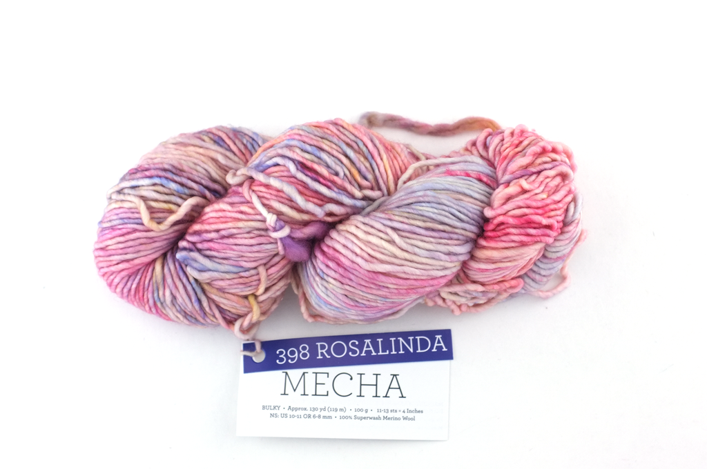 Malabrigo Mecha in color Rosalinda, Merino Wool Bulky Weight Knitting Yarn, pastel pinks, peaches, #398 by Red Beauty Textiles