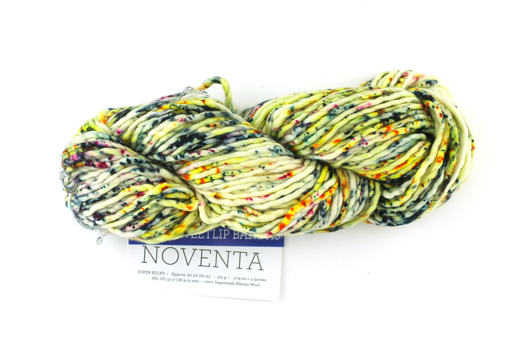 Malabrigo Noventa in color Sweetlip Bandas, Merino Wool Super Bulky Knitting Yarn, machine washable, bright splatter dye, #232 - Red Beauty Textiles