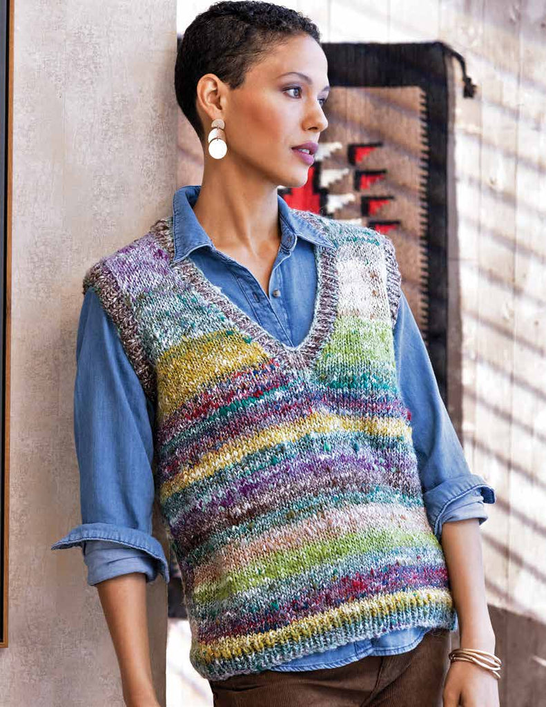 Noro Rikka Peoria Vest, free digital knitting pattern download by Red Beauty Textiles