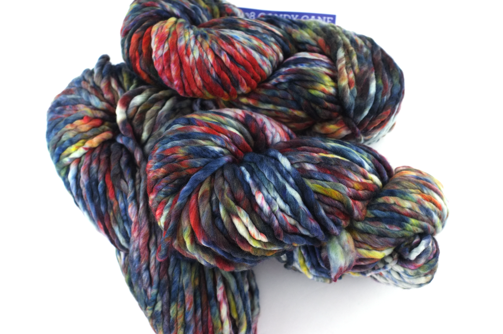 Malabrigo Rasta in color Candy Cane, Super Bulky Merino Wool Knitting Yarn, red, blue, gray, #198 by Red Beauty Textiles