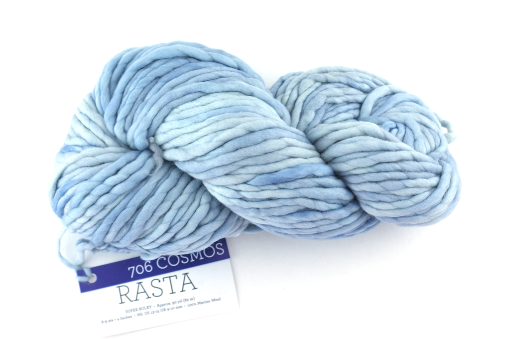 Malabrigo Rasta in color Cosmos, Merino Wool Super Bulky Knitting Yarn, soft baby blue, #706 by Red Beauty Textiles