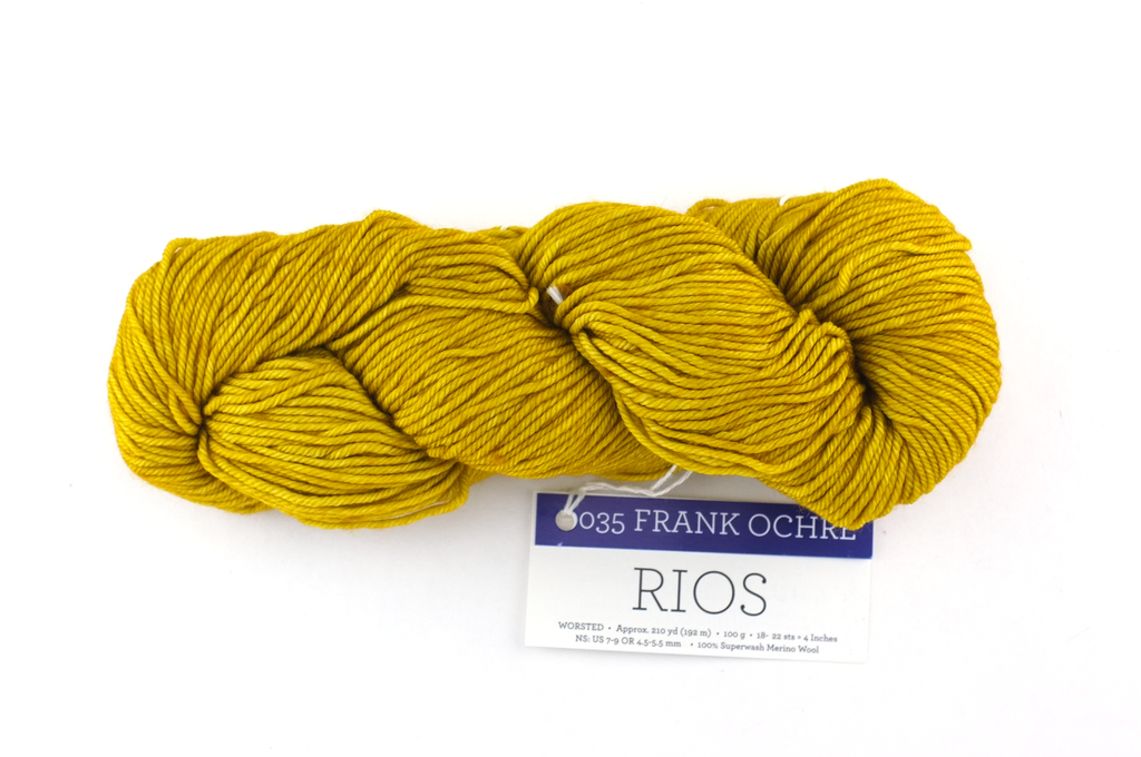 Malabrigo Rios in color Frank Ochre, Worsted Weight Superwash Merino Wool Knitting Yarn, rich ochre yellow, #035 by Red Beauty Textiles