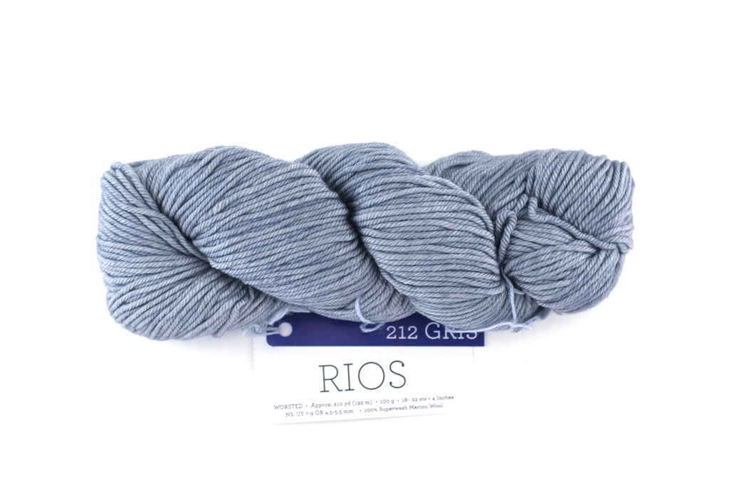 Malabrigo Rios in color Gris, Merino Wool Worsted Weight Superwash Knitting Yarn, light gray, #212 by Red Beauty Textiles