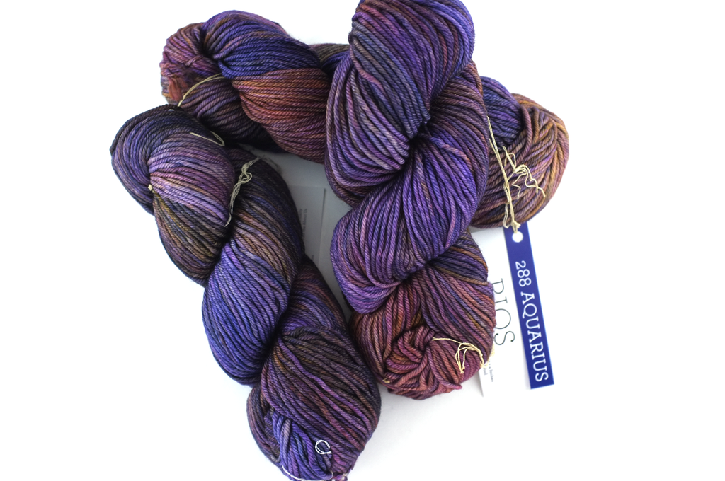 Malabrigo Rios in color Aquarius, Merino Wool Worsted Weight Superwash Knitting Yarn, purple, brown, #288 by Red Beauty Textiles