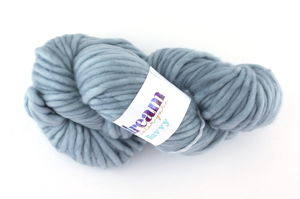 Savvy super bulky weight, color Gray Tabby 003, semi-solid gray Dream in Color yarn by Red Beauty Textiles