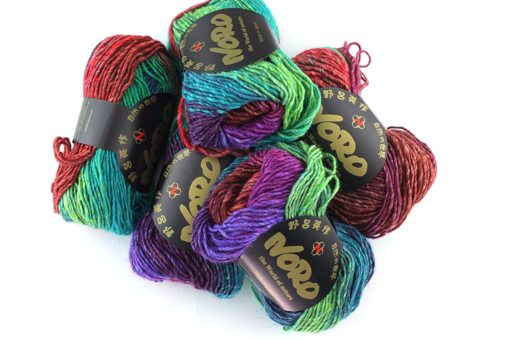 Noro Silk Garden Color 536, Silk Mohair Wool Aran Weight Knitting Yarn, reds, teal, purple by Red Beauty Textiles