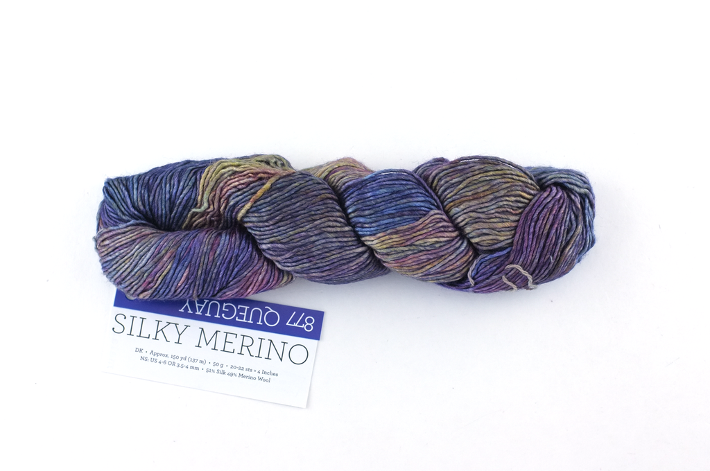 Malabrigo Silky Merino in color Queguay, DK Weight Silk and Merino Wool Knitting Yarn, soft purples, #877 by Red Beauty Textiles