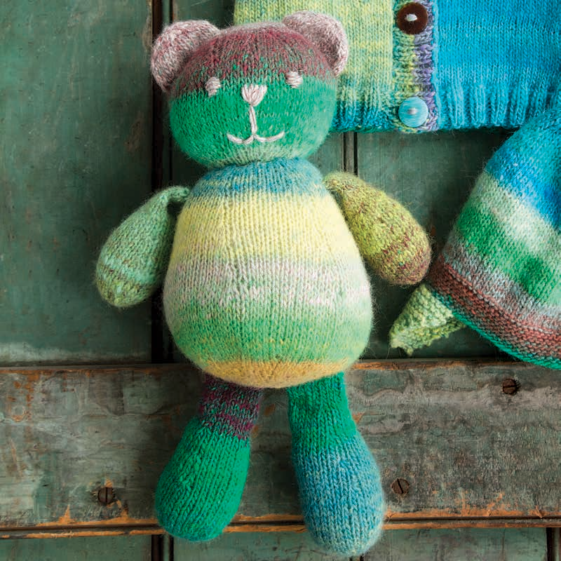 Noro teddy bear, free digital knitting pattern download by Red Beauty Textiles