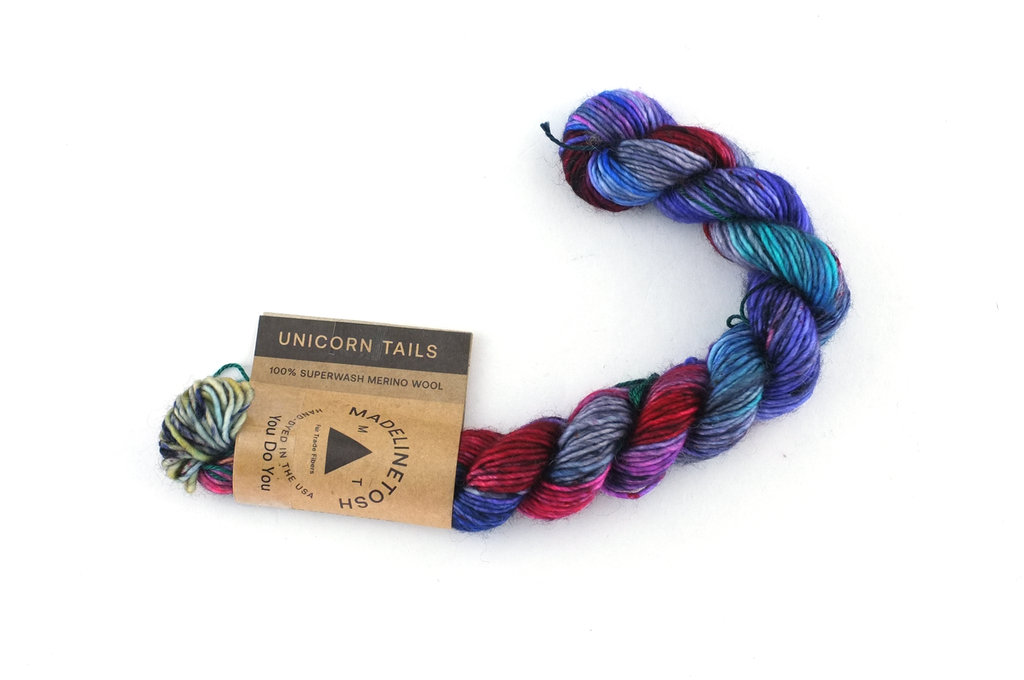 Unicorn Tails by Madeline Tosh, You Do You, purple, pink, superwash fingering mini-skein yarn by Red Beauty Textiles