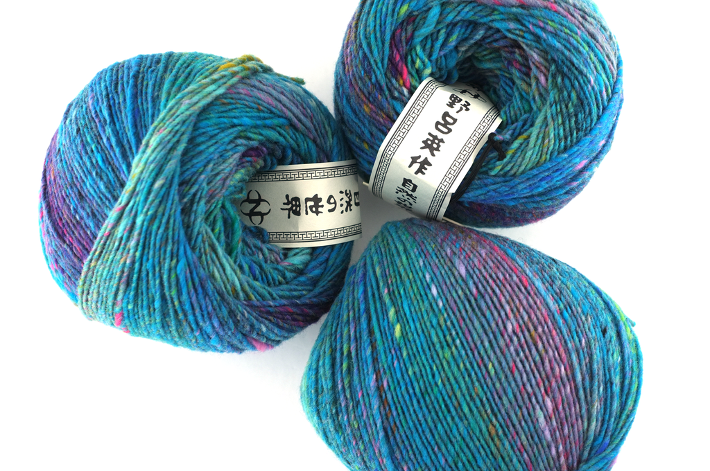 Noro Viola color 001, aran weight knitting yarn, dragon skeins, turquoise mix, Sawara, 100% wool by Red Beauty Textiles