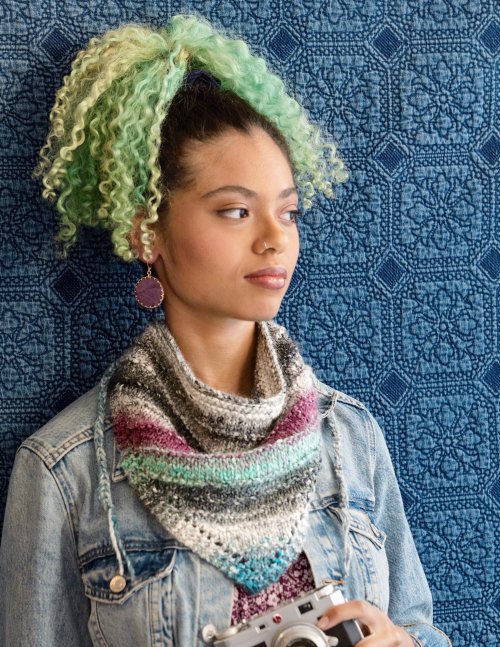 Knit Bandana with Noro Silk Garden free digital knitting pattern by Red Beauty Textiles