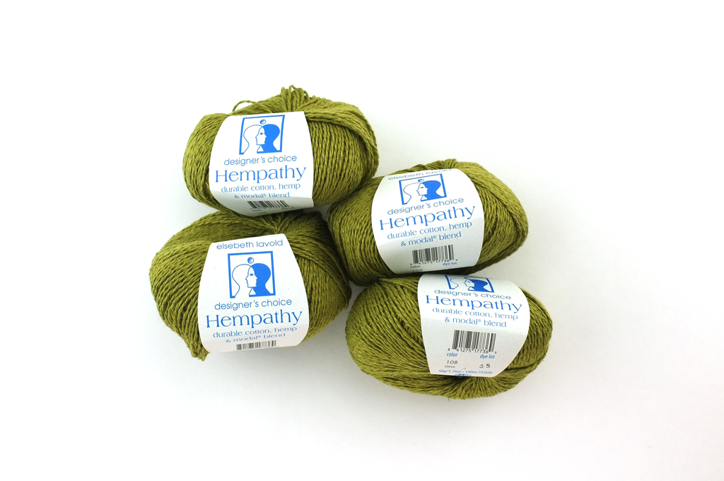 Hempathy no 108, Olive, hemp, cotton, modal, medium olive heather, linen-like DK weight knitting yarn by Red Beauty Textiles