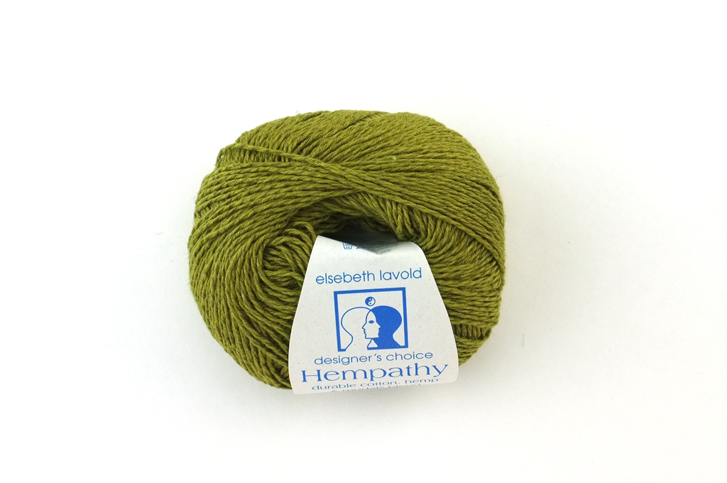 Hempathy no 108, Olive, hemp, cotton, modal, medium olive heather, linen-like DK weight knitting yarn by Red Beauty Textiles