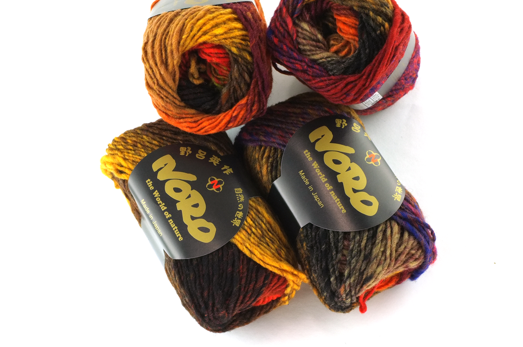 Noro Kureyon Color 263 Worsted Weight 100% Wool Knitting Yarn, reds, black, ochre by Red Beauty Textiles