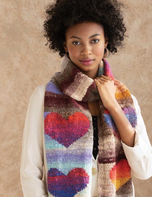 Noro Love Scarf, free digital knitting pattern download using Kureyon by Red Beauty Textiles
