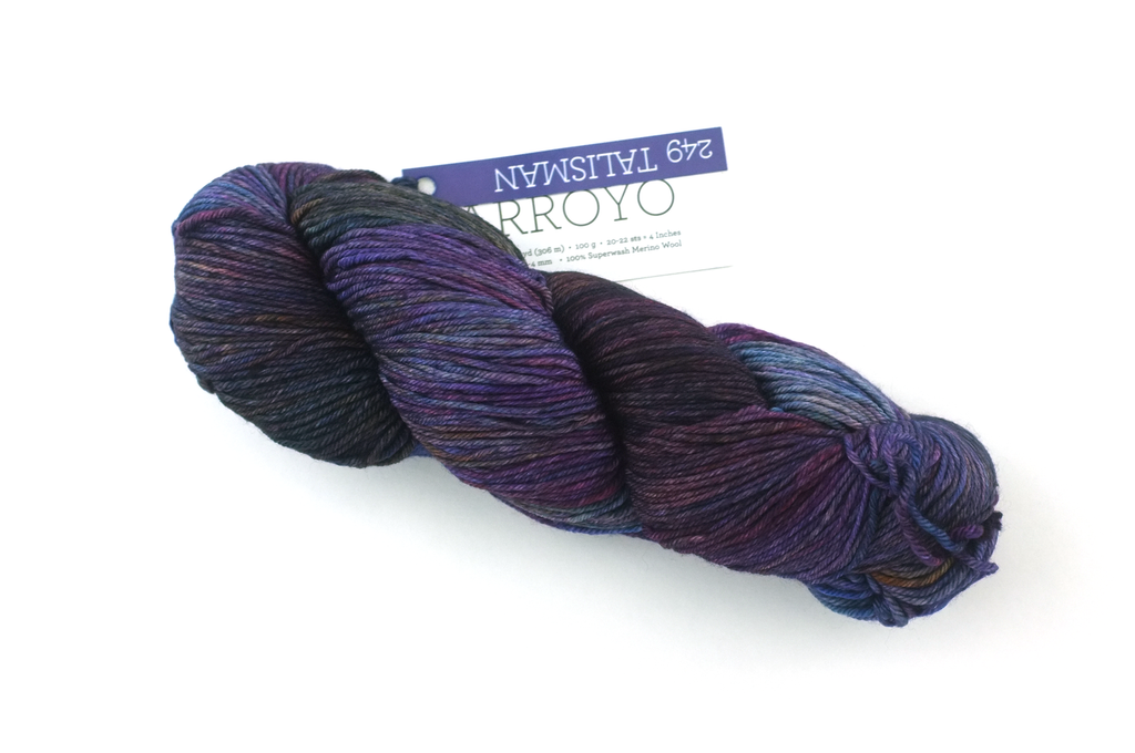 Malabrigo Arroyo in color Talisman, Sport Weight Merino Wool Knitting Yarn, purples, olive, #249 - Red Beauty Textiles