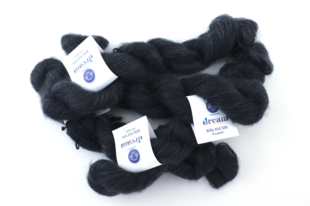 Billy Kid Silk, laceweight, Black Pearl 002, off-black, semi-solid, Dream in Color yarn by Red Beauty Textiles