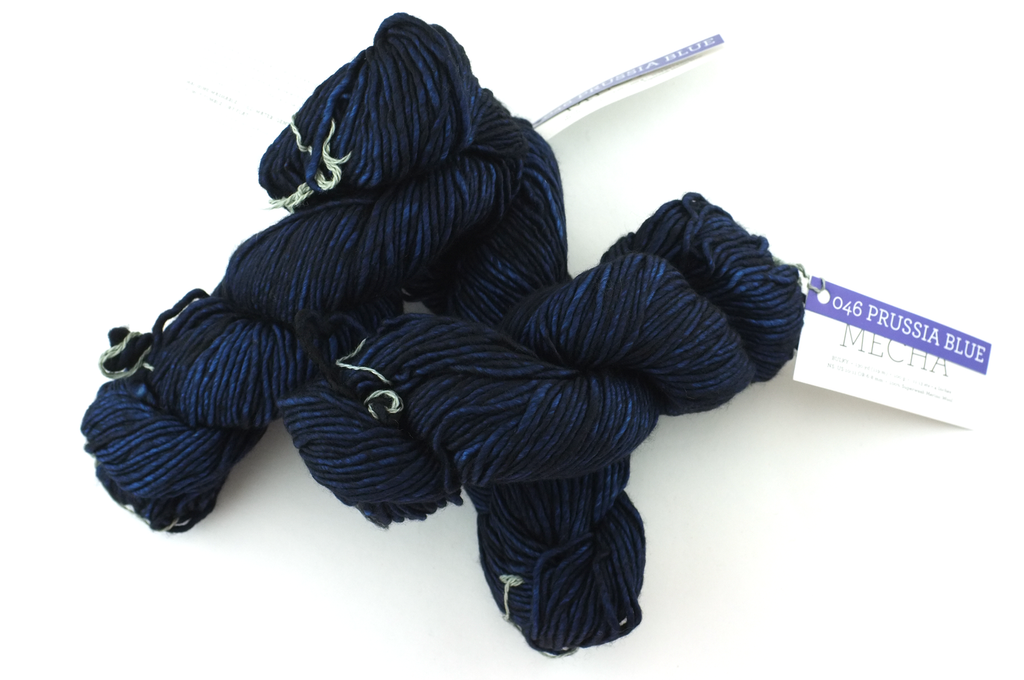 Malabrigo Mecha in color Prussia Blue, Merino Wool Bulky Weight Knitting Yarn, dark ultramarine blue, #046 - Red Beauty Textiles