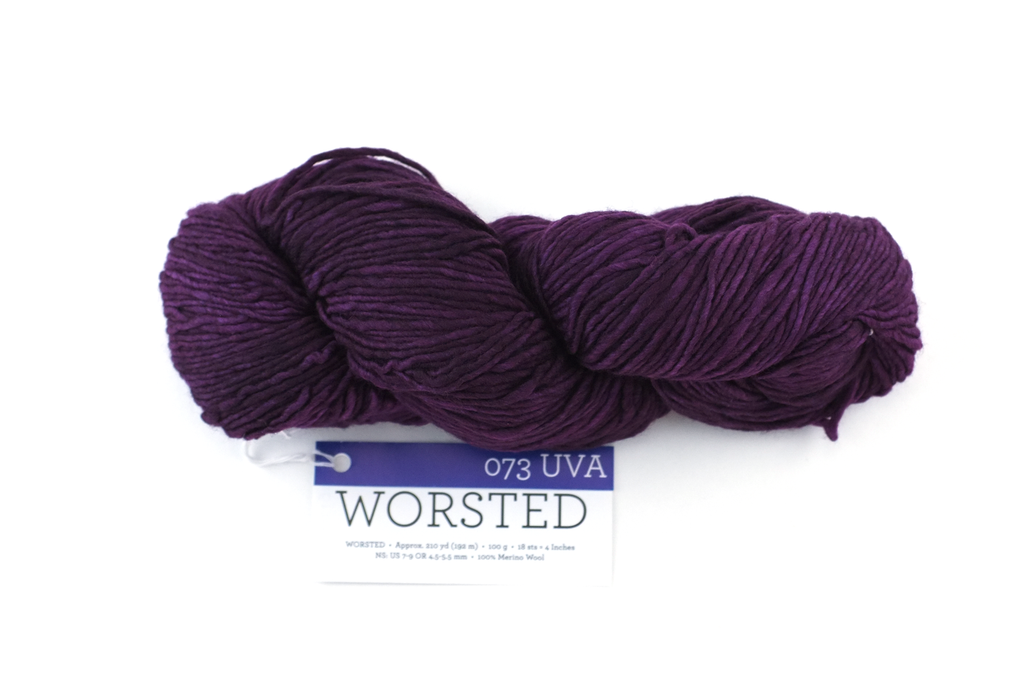 Malabrigo Worsted in color Uva, Merino Wool Aran Weight Knitting Yarn, dark grape purple, #073 - Red Beauty Textiles