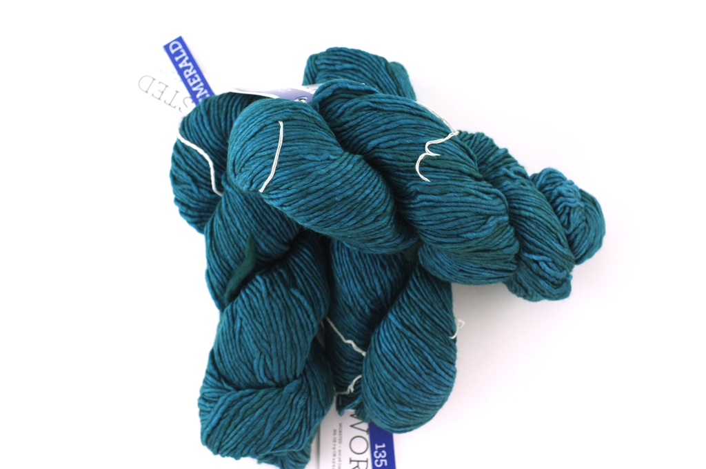 Malabrigo Worsted in color Emerald, #135, Merino Wool Aran Weight Knitting Yarn, teal green - Red Beauty Textiles