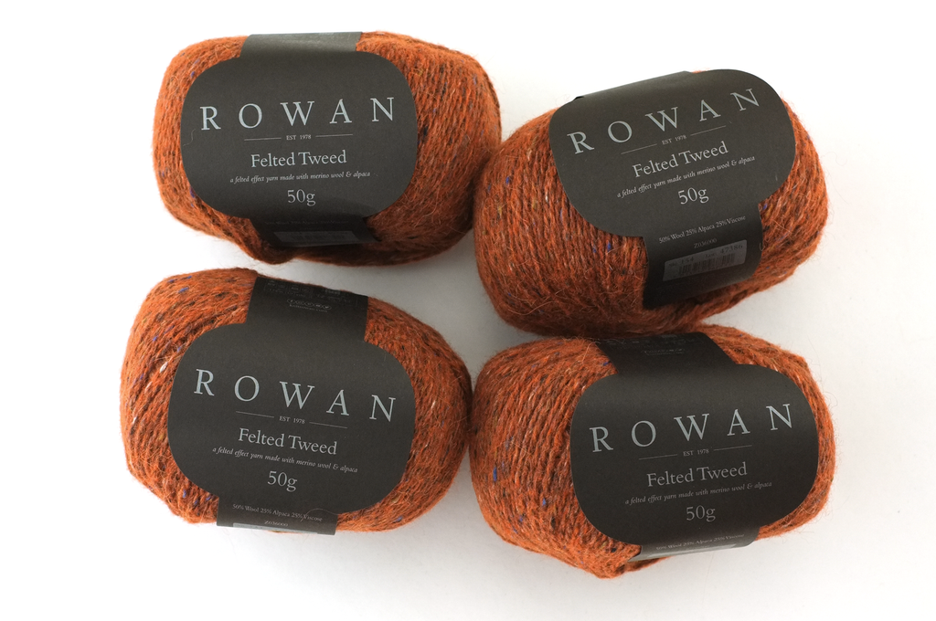 Rowan Felted Tweed Ginger 154, dark tweedy rust, merino, alpaca, viscose knitting yarn by Red Beauty Textiles