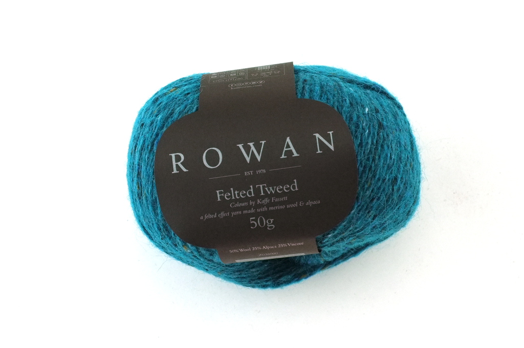 Rowan Felted Tweed Turquoise 202, deepest teal turquoise, merino, alpaca, viscose knitting yarn by Red Beauty Textiles