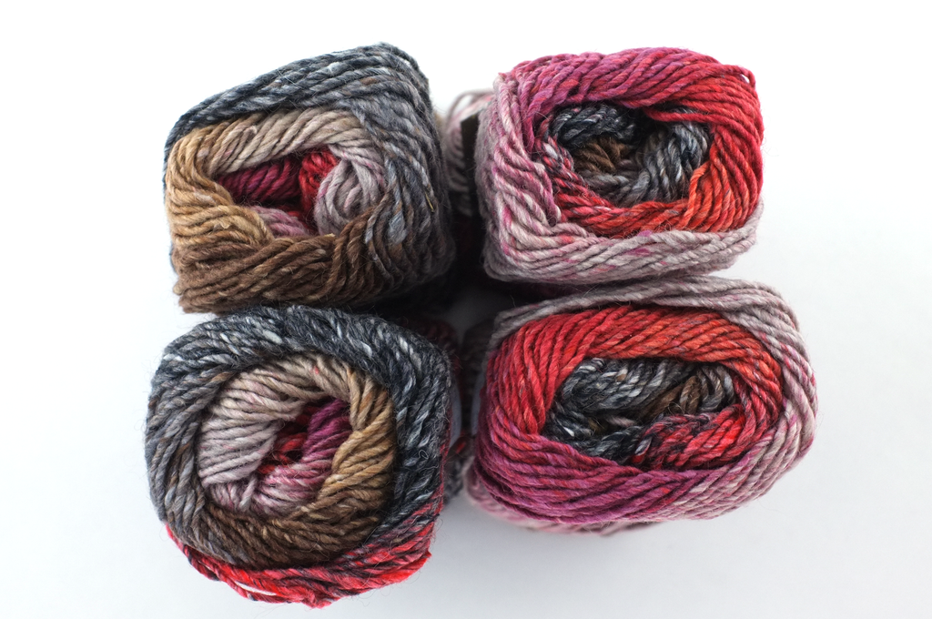 Noro Silk Garden Color 507, Silk Mohair Wool Aran Weight Knitting Yarn, icy reds, charcoal, beige by Red Beauty Textiles