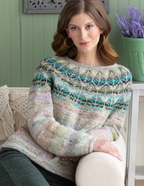 Noro Silk Garden Tadmoor sweater free digital knitting pattern by Red Beauty Textiles