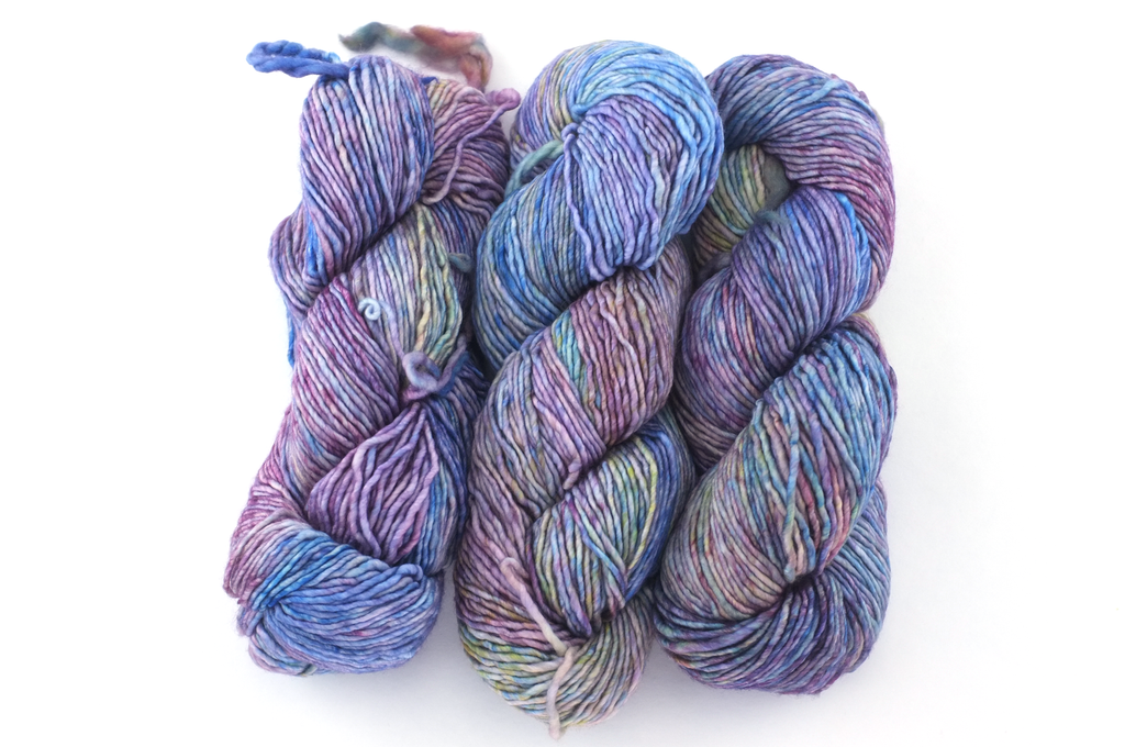 Malabrigo Washted in color Arapey, Aran Weight Merino Superwash Wool Knitting Yarn, blues, purples, #875 - Red Beauty Textiles