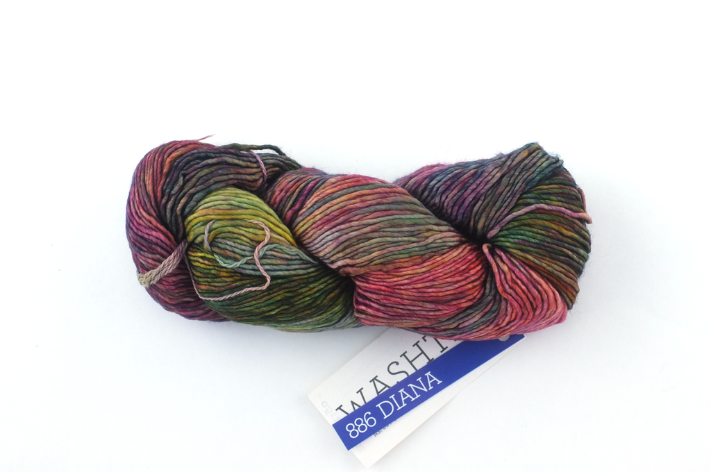 Malabrigo Washted in color Diana, Aran Weight Merino Superwash Wool Knitting Yarn, red, green, chestnut, #886 - Red Beauty Textiles