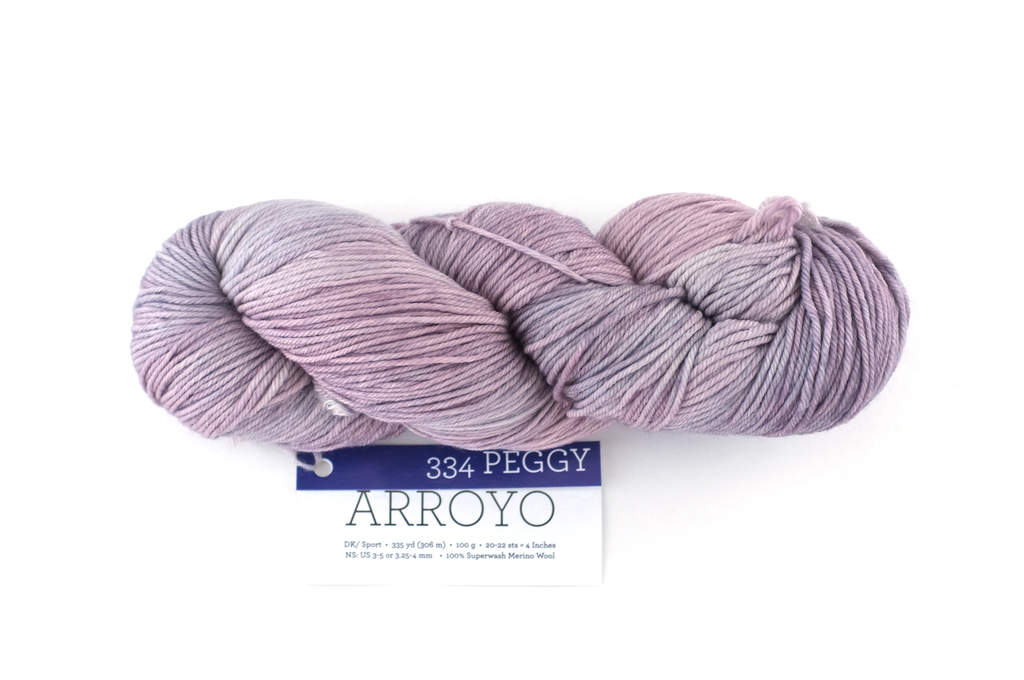 Malabrigo Arroyo in color Peggy, Sport Weight Merino Wool Knitting Yarn, soft mauve pinks, #334 - Red Beauty Textiles