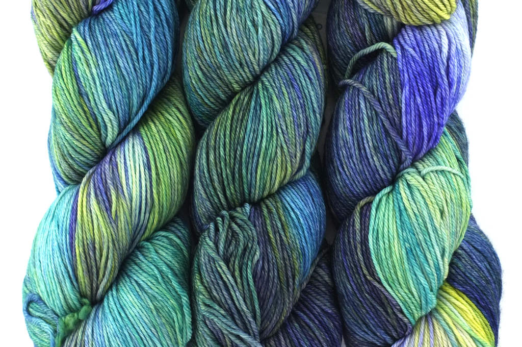 Malabrigo Arroyo in color Indiecita, Sport Weight Merino Wool Knitting Yarn, greens, blues, purples,#416 by Red Beauty Textiles