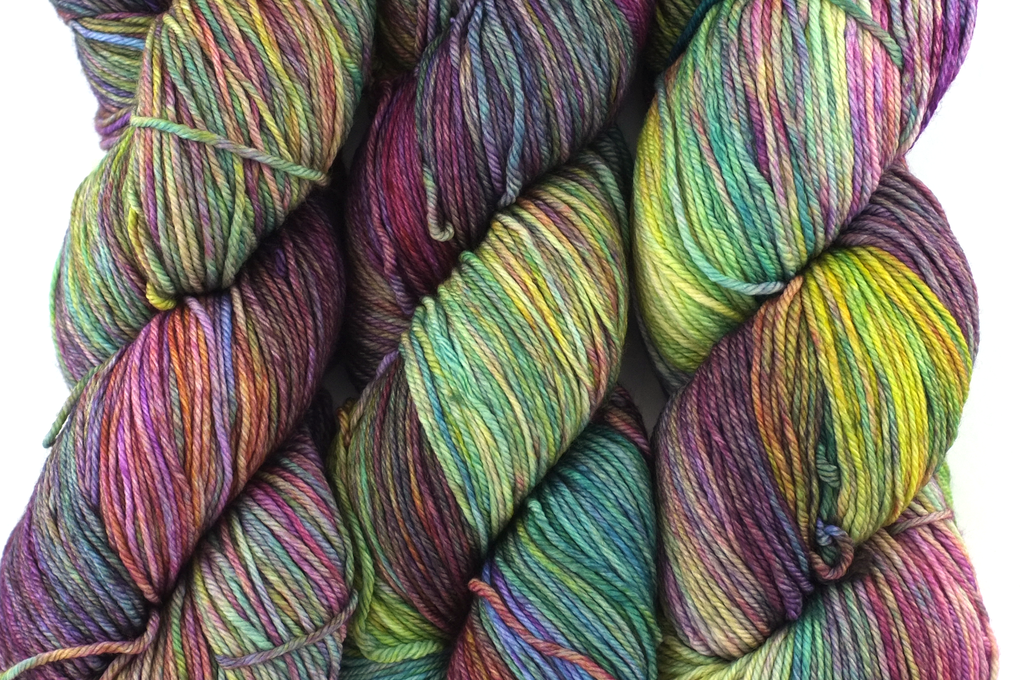 Malabrigo Arroyo in color Arco Iris, Sport Weight Merino Wool Knitting Yarn, rainbow, rose, purple, teal, #866 by Red Beauty Textiles