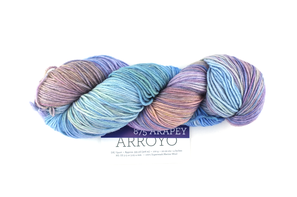 Arroyo in color Arapey, Sport Weight Merino Wool Knitting Yarn, pastel blues, lilac, #875 - Red Beauty Textiles