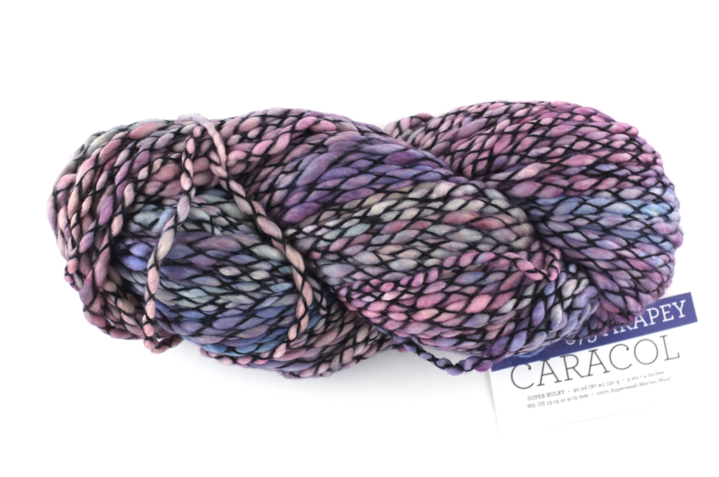 Malabrigo Caracol in color Arapey, #875, Super Bulky thick and thin superwash merino knitting yarn in blues, purples - Red Beauty Textiles
