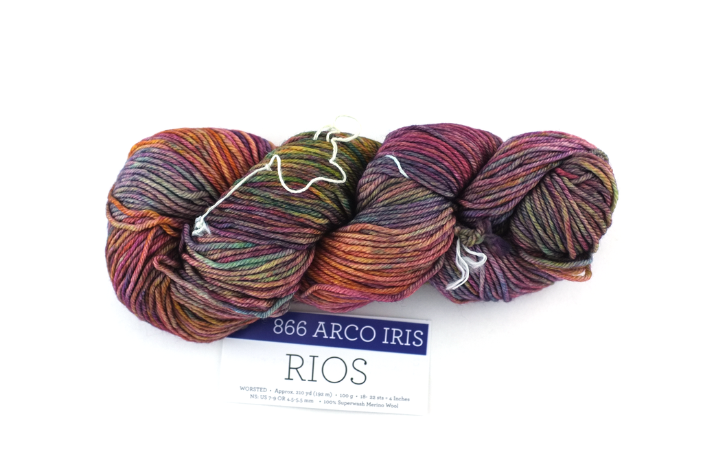 Malabrigo Chunky in color Aniversario, Bulky Weight Merino Wool Knitting Yarn, rainbow shades, #005 by Red Beauty Textiles