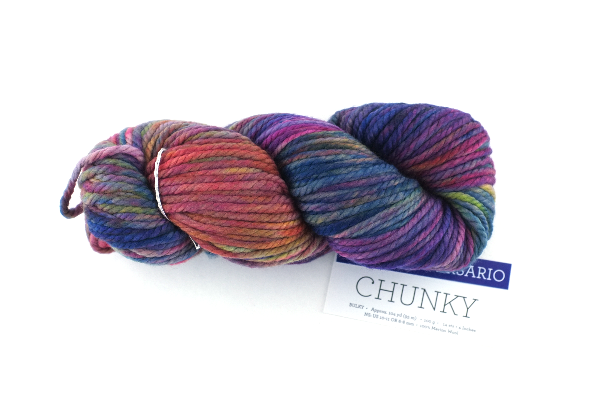 Malabrigo Chunky in color Aniversario, Bulky Weight Merino Wool Knitting Yarn, rainbow shades, #005 by Red Beauty Textiles