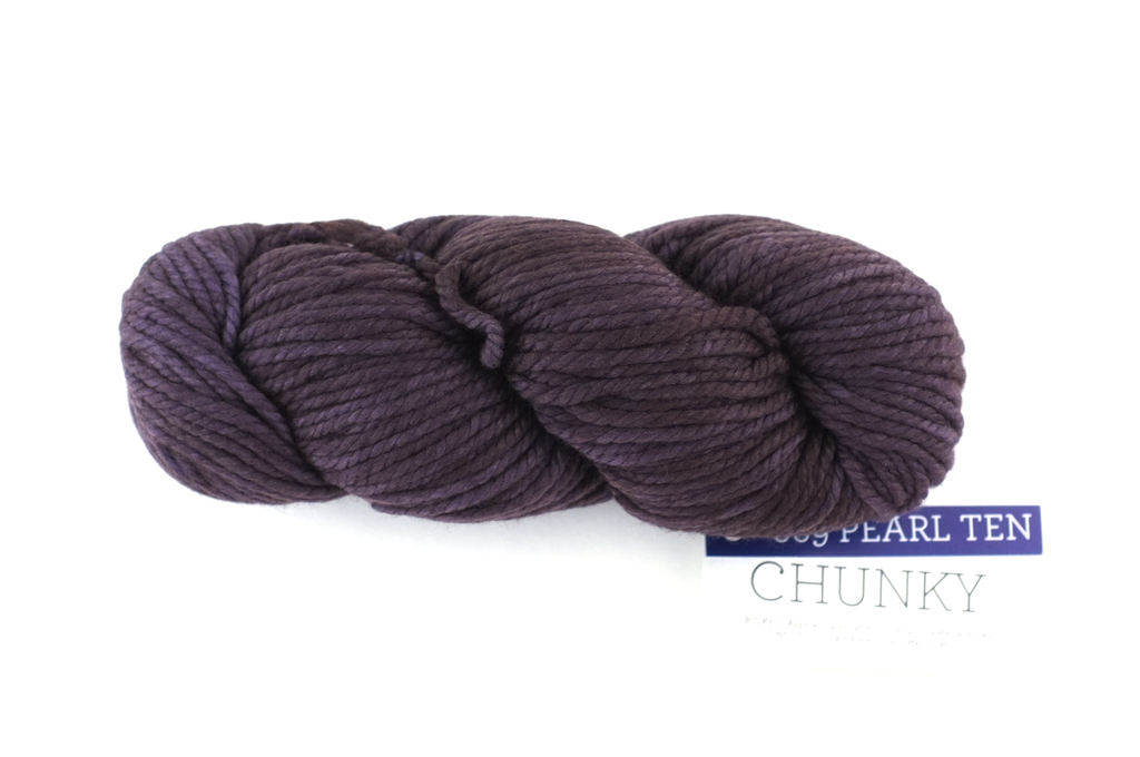 Malabrigo Chunky in color Pearl Ten, Bulky Weight Merino Wool Knitting Yarn, deepest gray-eggplant, #069 by Red Beauty Textiles