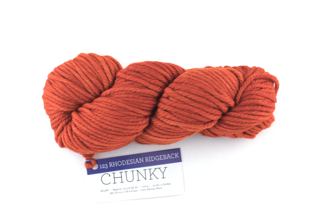 Malabrigo Chunky in color Rhodesian Ridgeback, Bulky Weight Merino Wool Knitting Yarn, deep orange-rust, #123 - Red Beauty Textiles