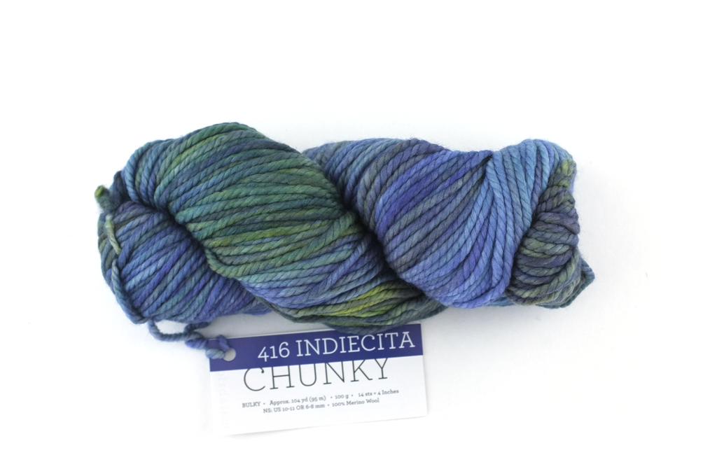 Malabrigo Chunky in color Indiecita, Bulky Weight Merino Wool Knitting Yarn, greens, blues, #416 - Red Beauty Textiles