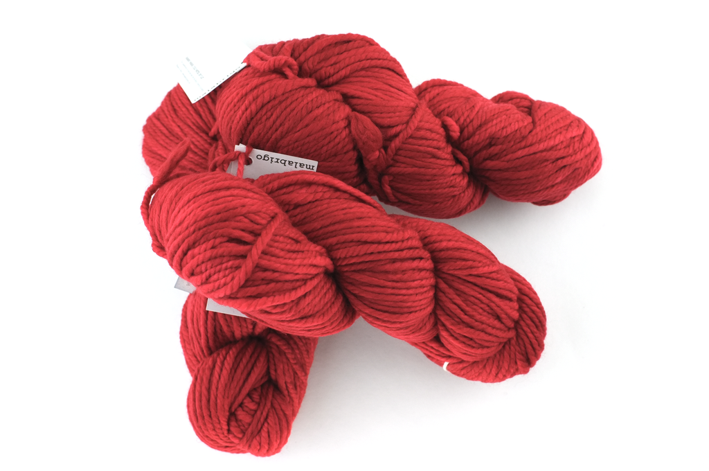Malabrigo Chunky in color Ravelry Red, Bulky Weight Merino Wool Knitting Yarn, bright red, #611 by Red Beauty Textiles